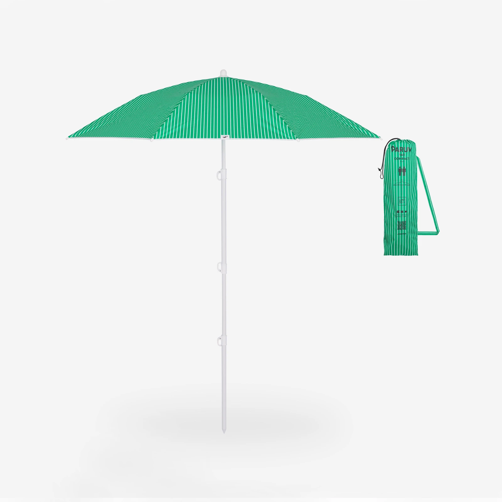 DECATHLON Plážový slnečník PARUV Stripes s UV ochranou pre 2 osoby zelený bez · záber 1