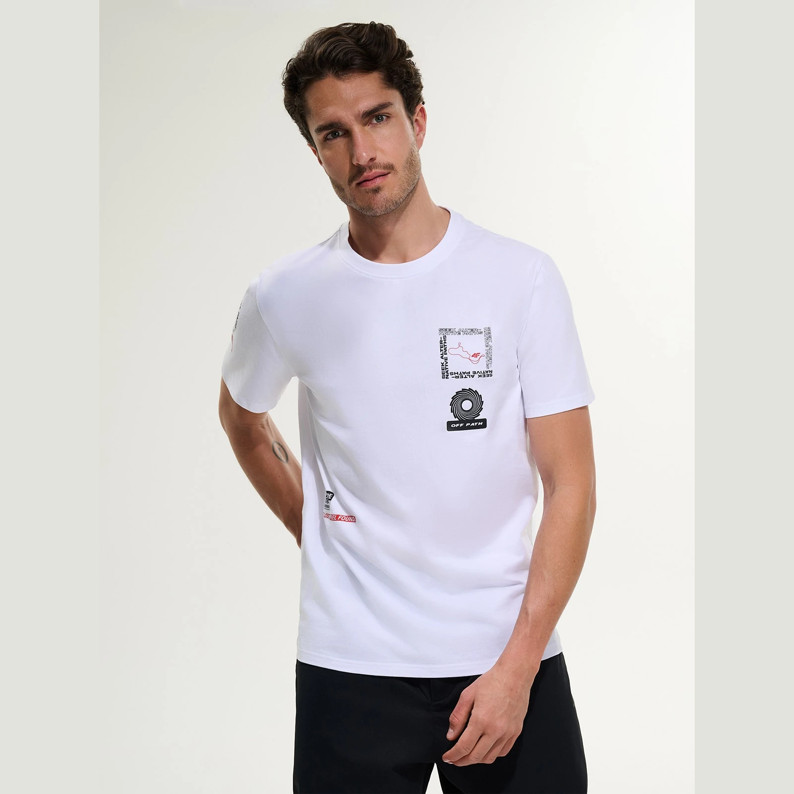 T-shirt regular s potlačou pánsky - biely · záber 5