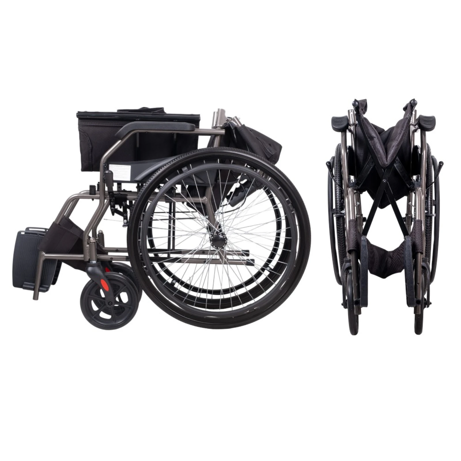 Mechanický skladací invalidný vozík inSPORTline Jakesully odľahčený • 13kg • do 100kg · záber 4