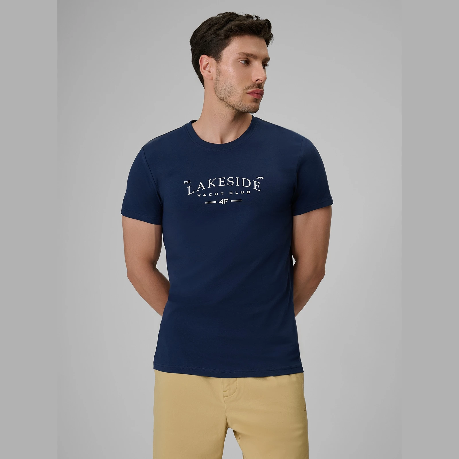 T-shirt regular s potlačou pánsky - tmavomodrý · záber 3