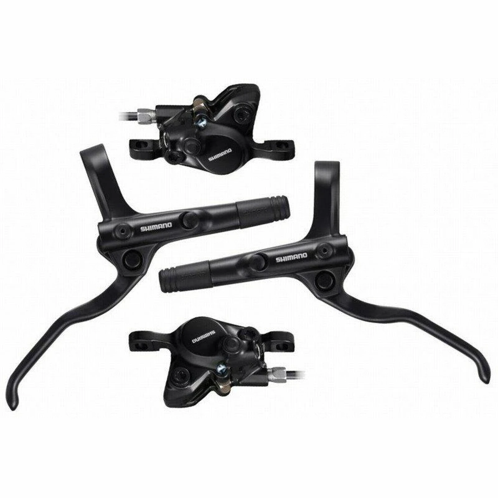 Shimano brzda kotoučová MT201 černá, přední + zadní komplet bez kotoučů, černé hadice, v krabičce · záber 1