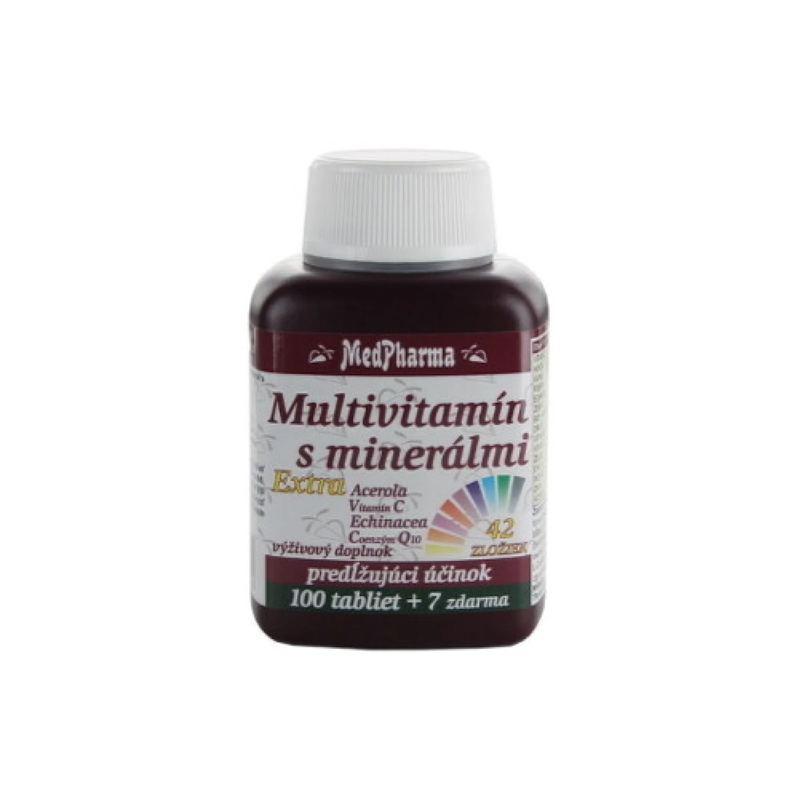MEDPHARMA Multivitamín s minerálmi 42 zložiek + extra C, Q10 100 + 7 tabliet ZADARMO · záber 1