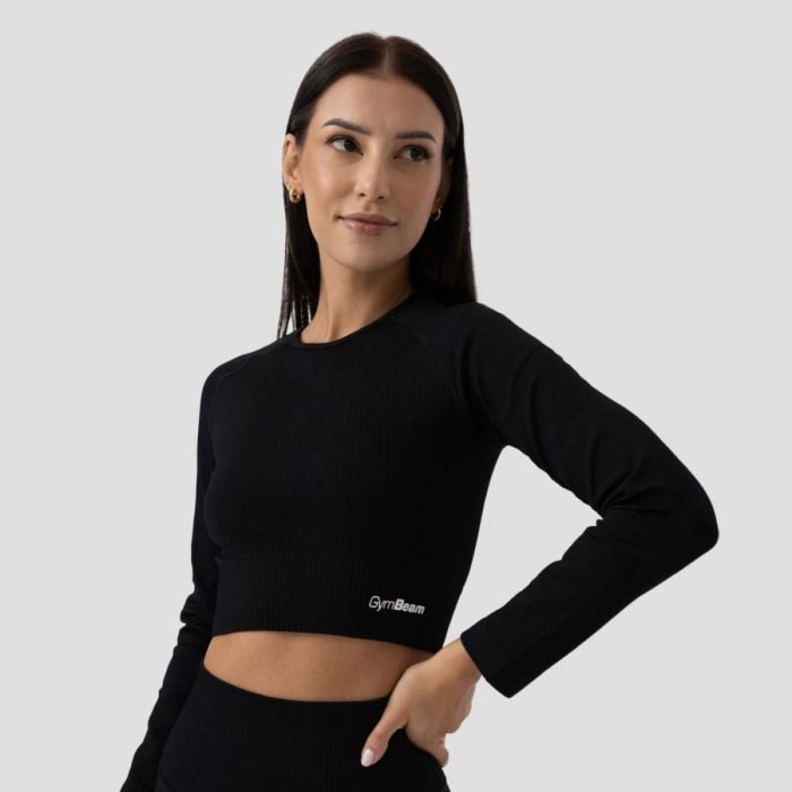 Дамски топ FLO Ribbed CropTop Black - GymBeam · záber 1