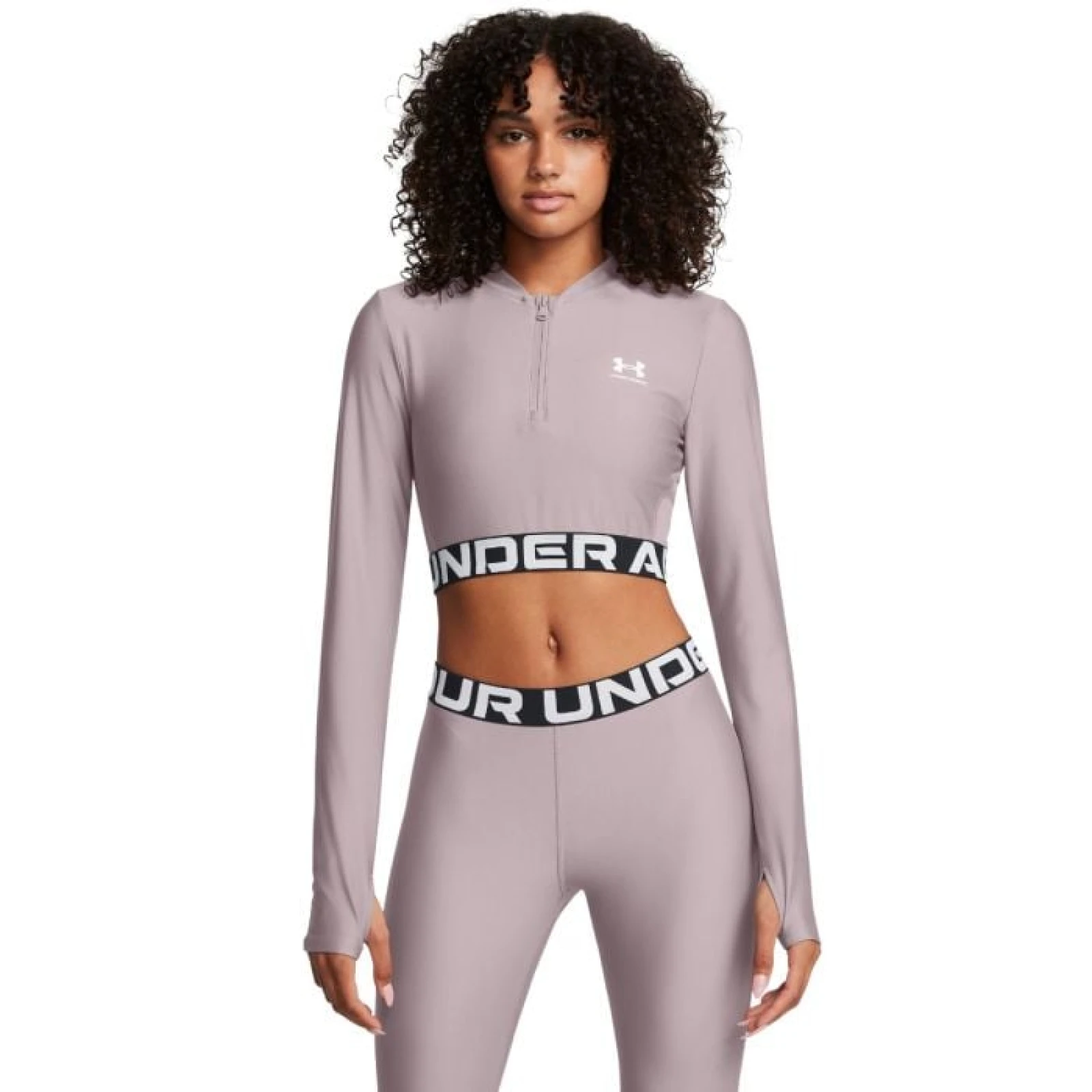 Under Armour Dámsky top HeatGear Rib 1/4 Zip LS Grey LL · záber 2