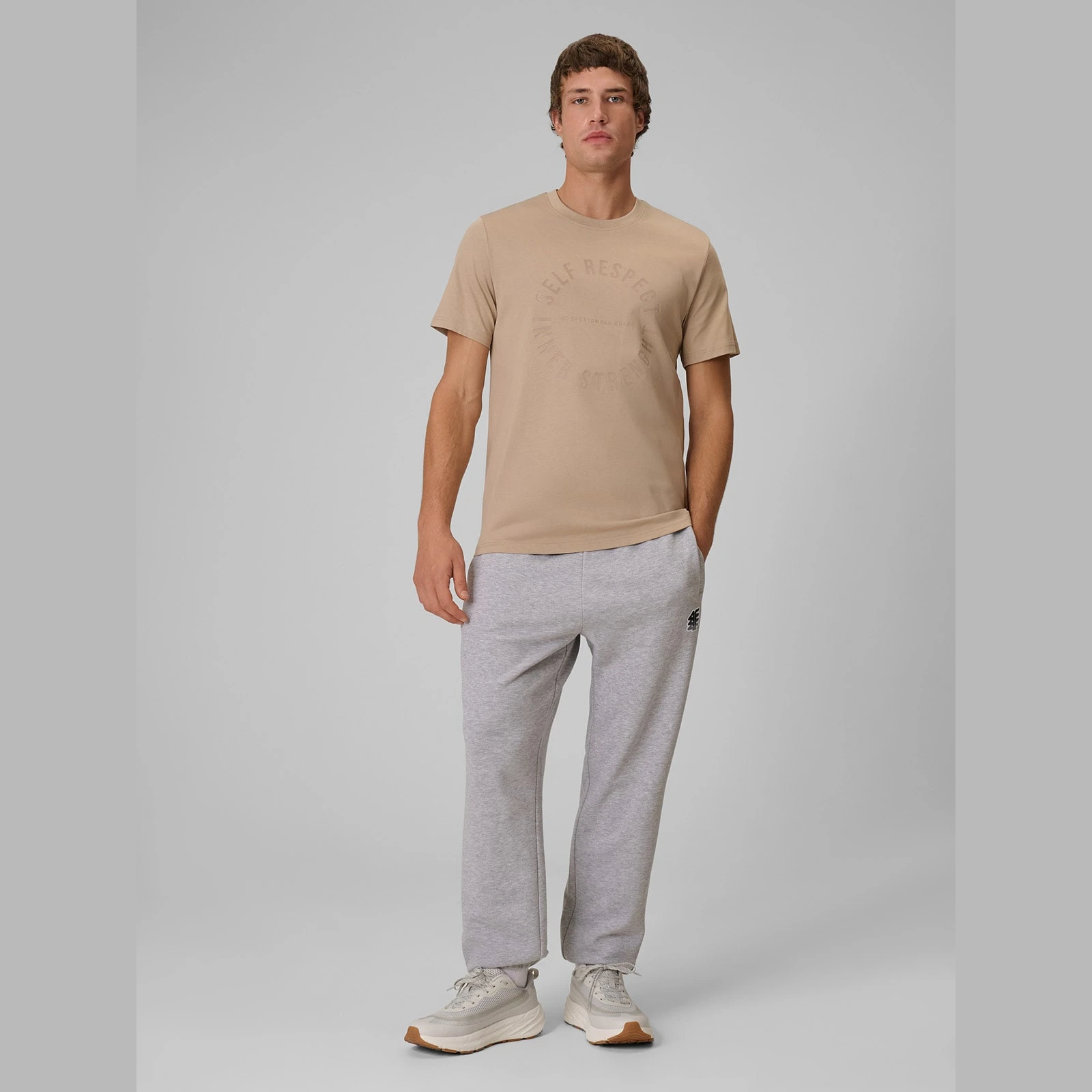 T-shirt regular s potlačou pánsky - béžový · záber 11