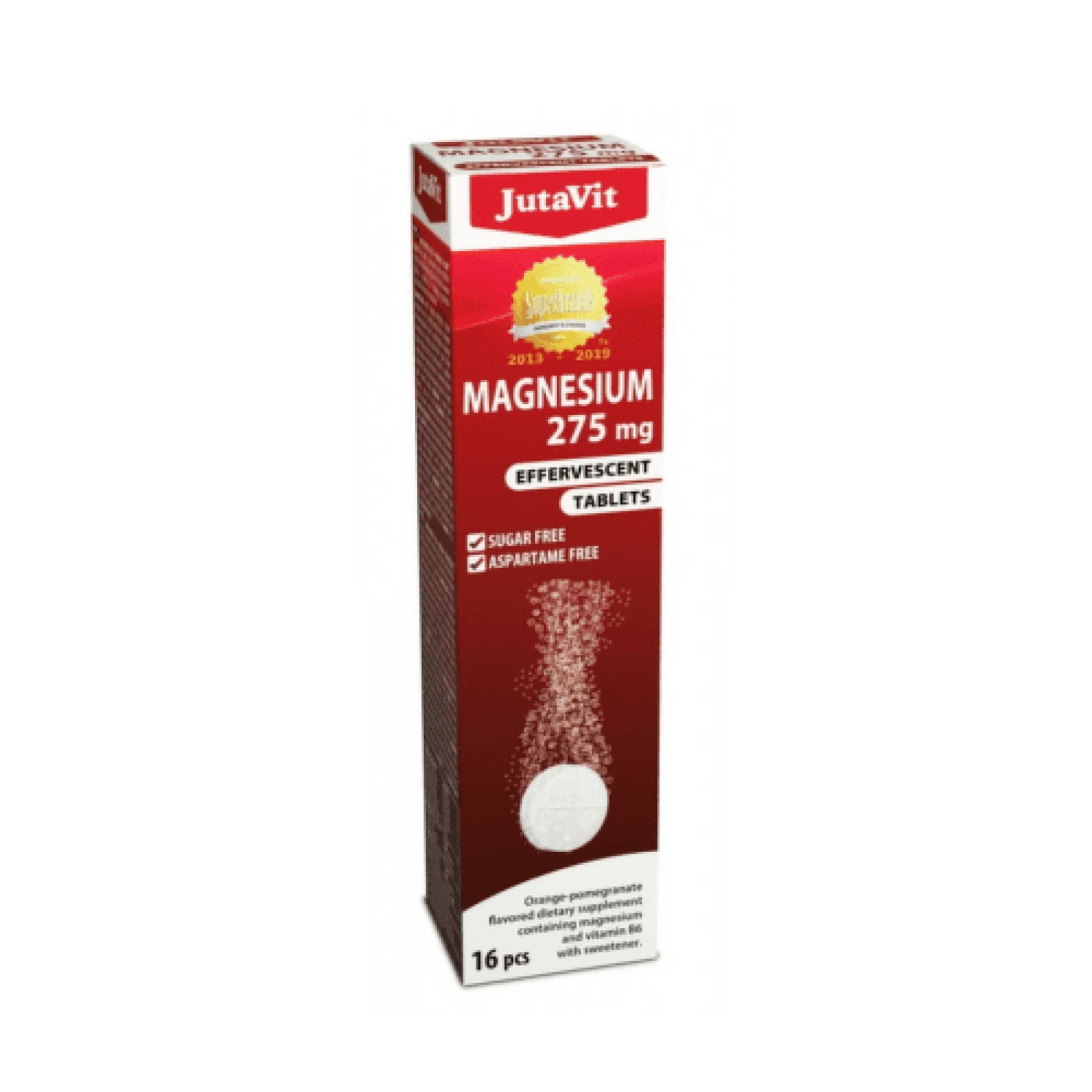 JUTAVIT Horčík 275 mg + vitamín B6 šumivé tablety s príchuťou pomaranča a granátového jablka 16 tabliet · záber 1
