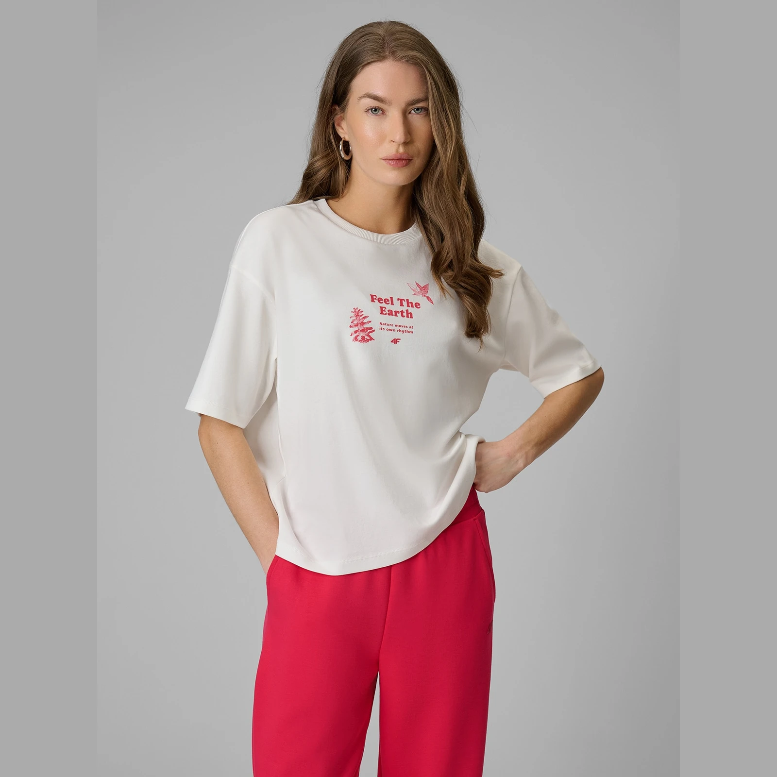 T-shirt regular s potlačou dámsky - biely · záber 5