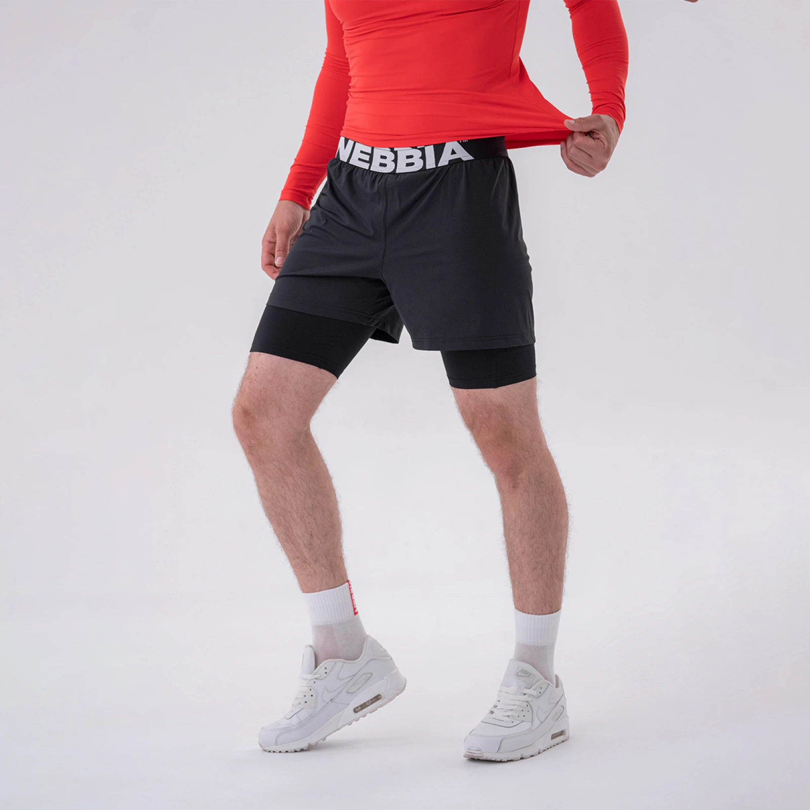 NEBBIA Moške kratke hlače Double-Layer Black · záber 1
