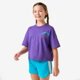 DECATHLON Dievčenské oversize tričko tmavofialové 12-13 r (149-159 cm) · záber 1