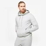 DOMYOS Pánska fitness mikina z moltonu hrejivá s kapucňou sivá 2XL · záber 1