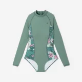DECATHLON Dámske jednodielne plavky na surf Dani Numea dlhý rukáv kaki M · záber 2