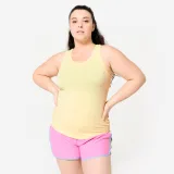 DOMYOS Dámske fitness tielko s plaveckým chrbtom bledožlté L · záber 1