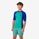 DECATHLON Chlapčenské tričko na surf s UV ochranou 500 zeleno-modré 8-9 r (131-140 cm) · záber 1