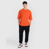 Pánské hladké tričko oversize - oranžové · záber 2