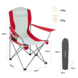 Kempingová skladacia stolička KING CAMP s opierkami oceľová - červeno-šedá · záber 2