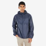 QUECHUA Pánska bunda Raincut Fullzip modrá S · záber 1