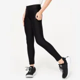DECATHLON Priedušné dievčenské legíny čierne 8-9 r (131-140 cm) · záber 1