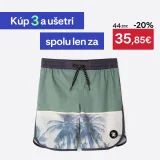 DECATHLON Detské plážové šortky 500 Photopalm kaki 14-15 r (161-172 cm) · záber 1