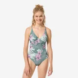 DECATHLON Dámske jednodielne plavky Bea Numea na surfovanie kaki L-XL · záber 1