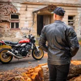 Kožená moto bunda W-TEC Mungelli EVO Farba vintage čierno-hnedá, · záber 4
