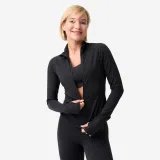 DECATHLON Dámska bunda Breathe na jogu/pilates čierna M · záber 1