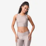 DOMYOS Dámske crop top tielko bez rukávov na fitness sivé XL · záber 1