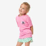 DECATHLON Detské tričko na surf 100 Poulpy s UV ochranou ružové 7-8 r (123-130 cm) · záber 1