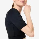 DECATHLON Dámske crop tričko s prekrížením na fitness čierne L · záber 2