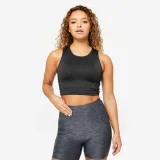 DOMYOS Dámske fitness crop top tielko čierne XL · záber 1