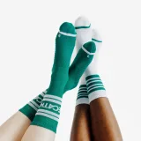 DECATHLON Ponožky Mid Calf, zelené a biele, dva páry 39-42 · záber 2