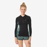 DECATHLON Dámsky top 500 Sunny na zips s dlhými rukávmi a UV ochranou čierny a kaki XL · záber 1