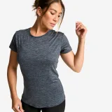 DOMYOS Dámske tričko 120 slim na fitness s krátkym rukávom sivé melírované XL · záber 1