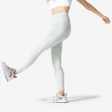 DOMYOS Dámske legíny na fitness 520 béžové s potlačou 2XL (W38 L31) · záber 1