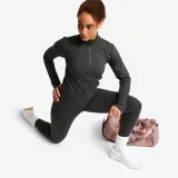 DOMYOS Dámska fitness bunda Shape tvarujúca tmavosivá S · záber 2