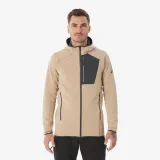 QUECHUA Pánska fleecová mikina MH500 s vreckom béžová M · záber 1
