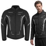 Letná pánska moto bunda W-TEC Mirelio Farba šedo-modro-červená, · záber 2