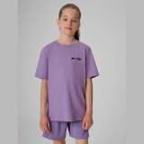 T-shirt regular s potlačou detský 4F JUNIOR x Robert Lewandowski - fialový · záber 1