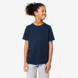 DOMYOS Detské bavlnené tričko unisex na cvičenie tmavomodré 10-11 r (141-150 cm) · záber 2