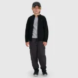 Chlapčenský fleece slim s golierom - čierny · záber 2