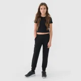 Dívčí hladké tričko slim crop top - černý · záber 2