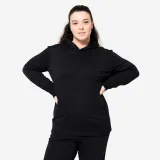 DOMYOS Dámska fitness mikina s kapucňou bavlnená ultra čierna S · záber 1