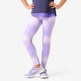 DECATHLON Priedušné dievčenské legíny s potlačou tmavoružové 8-9 r (131-140 cm) · záber 1
