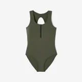 DECATHLON Dámske jednodielne plavky Lio na cvičenie vo vode a na aquabike kaki tmavé XS-S · záber 2