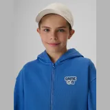 Tepláková mikina loose s kapucí chlapecká - tmavě modrá · záber 1