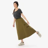 QUECHUA Dámska dlhá kapsáčová turistická sukňa zelená kaki S - W28 L31 · záber 2