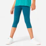 DOMYOS Dievčenské 3/4 legíny 320 na cvičenie zelené 8-9 r (131-140 cm) · záber 1