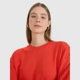 Dámská tepláková mikina oversize bez zapínání a bez kapuce - červená · záber 2