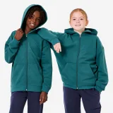 DECATHLON Voľná mikina na zips s kapucňou unisex tmavozelená 10-11 r (141-150 cm) · záber 1