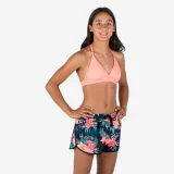 DECATHLON Dievčenské šortkové plavky na surfovanie 100 Shiso, čierne 14-15 r (160-166 cm) · záber 1
