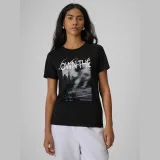 T-shirt regular s potlačou dámsky - čierny - Farba: čierna · záber 5